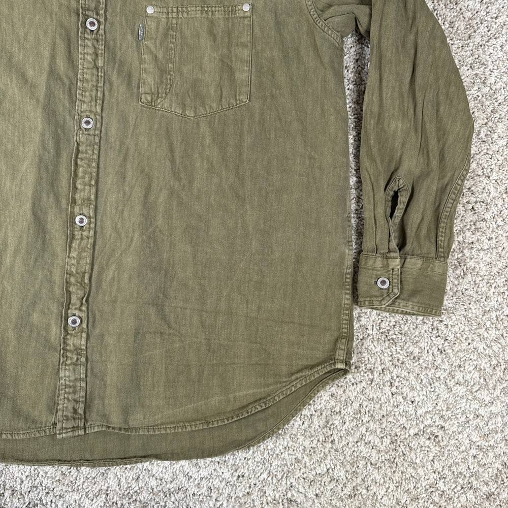 Levis SilverTab Shirt Mens Large Olive Green Relaxed Fit Cotton Button Up Denim - Picture 5 of 12